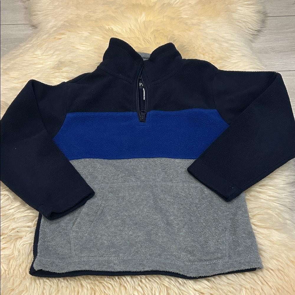 The Children's Place Navy and Gray Colorblock Fleece Pullover